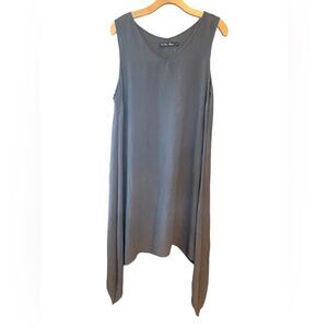 E. Laine Designs Sz L Gray Lagenlook Flowy Linen Semi-Sheer Dress Swim Cover